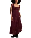 Lucky Brand Women's Cinched Waist Tulle Maxi Dress In Brown