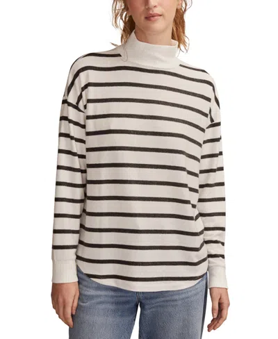 Lucky Brand Cloud Stripe Mock Neck Knit Top In Neutral