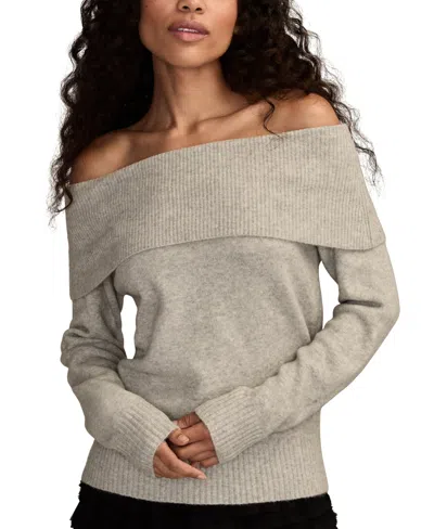 Lucky Brand Women's Cloud Off The Shoulder Pull On Sweater In Gray