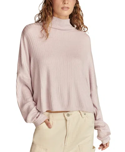Lucky Brand Cloud Mock Neck Rib Top In Pink