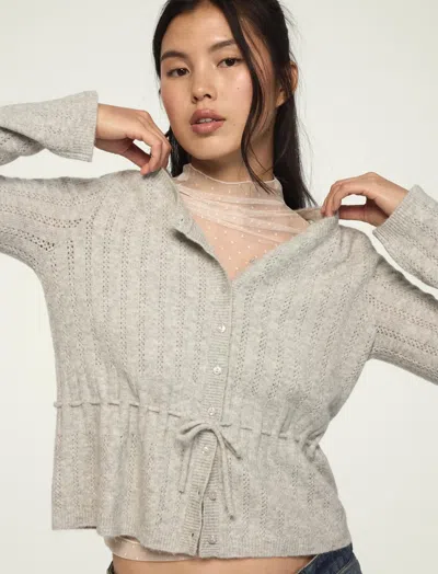 Lucky Brand Women's Cloud Soft Babydoll Cardigan In Gray