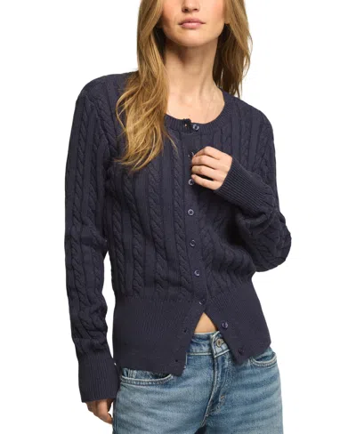 Lucky Brand Women's Cloud Soft Cable-knit Cardigan Sweater In Blue