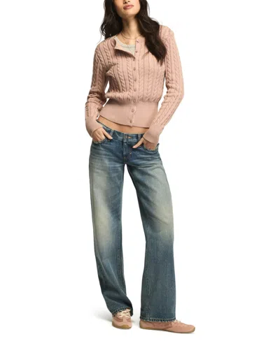 Lucky Brand Women's Cloud Soft Cable-knit Cardigan Sweater In Pink