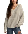 Lucky Brand Cloud Soft V-neck Sweater Hoodie In Gray