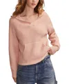 Lucky Brand Cloud Soft V-neck Sweater Hoodie In Pink