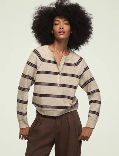 Lucky Brand Women's Cloud Soft Striped Henley Sweater In Multi