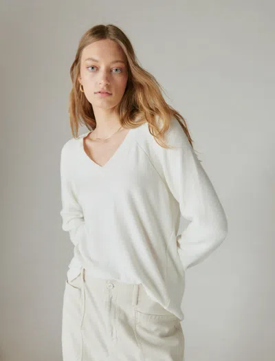Lucky Brand Women's Cloud Soft V Neck Sweater In White