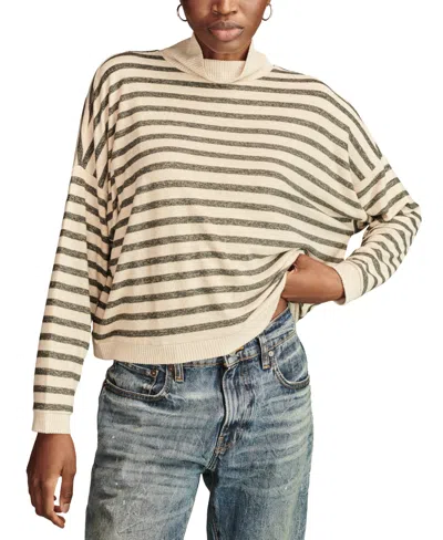 Lucky Brand Cloud Stripe Cowl Neck Knit Top In Natural Stripe