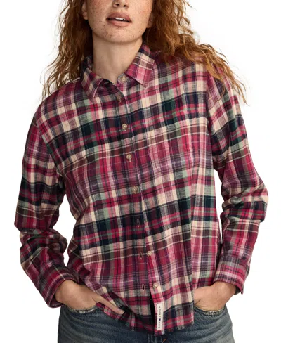 Lucky Brand Women's Clyde Plaid Boyfriend Button-down Shirt