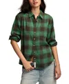 Lucky Brand Women's Clyde Plaid Boyfriend Button-down Shirt In Green