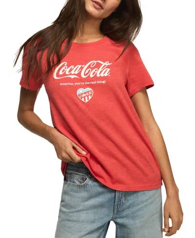 Lucky Brand Women's Coca Cola America Heart Classic Crewneck Graphic T-shirt In Red