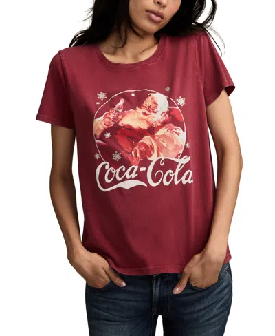 Lucky Brand Women's Coca Cola Circle Santa Graphic Print Top In Brown