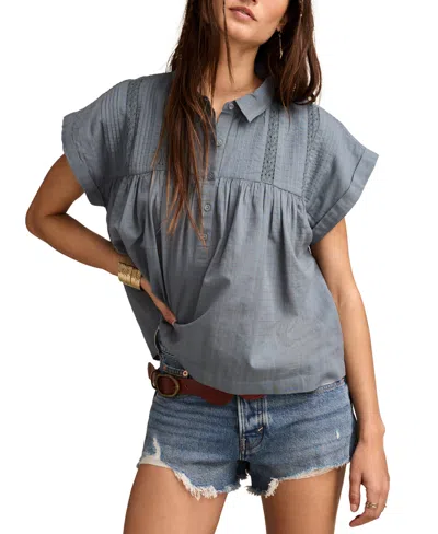 Lucky Brand Women's Collared Peplum Tunic Top