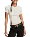 Lucky Brand Contour Short Sleeve Knit Top In Bright White