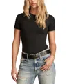 Lucky Brand Contour Short Sleeve Knit Top In Jet Black