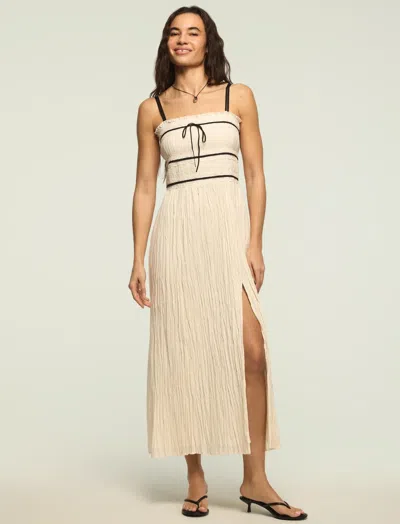 Lucky Brand Contrast Piped Maxi Dress In White