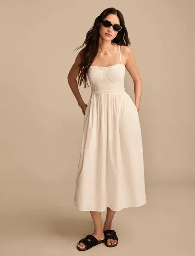 Lucky Brand Women's Corset Poplin Midi Dress In White