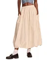 Lucky Brand Cotton Poplin Bubble Hem Maxi Skirt In Whisper White