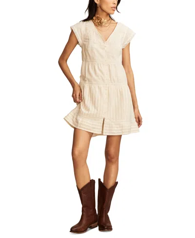 Lucky Brand Women's Cotton Button-front Lace Mini Dress In Whisper White