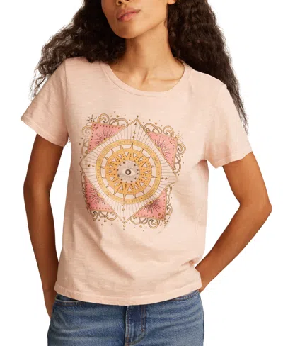 Lucky Brand Women's Cotton Celestial Framed Sun Crewneck Tee In Neutral