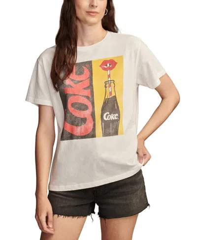 Lucky Brand Women's Cotton Coca-cola Pop Art Boyfriend Tee In Bright White