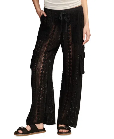 Lucky Brand Openwork Lace Drawstring Cargo Pants In Meteorite