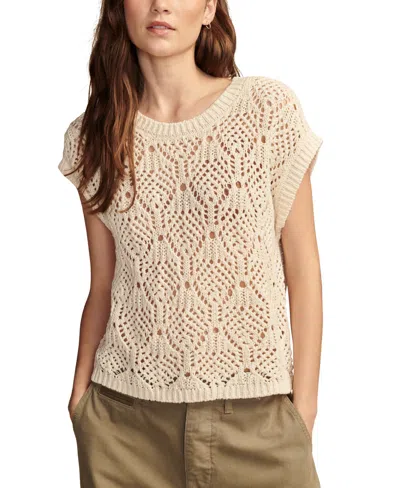 Lucky Brand Women's Cotton Crochet Sweater Vest In Tofu