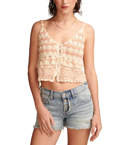 Lucky Brand Women's Cotton Crochet Tie-front Tank In Multi