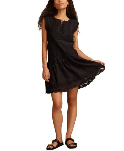 Lucky Brand Women's Cotton Cutwork Tiered Minidress