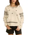 Lucky Brand Women's Cotton Embroidered Baja Hoodie In Cream