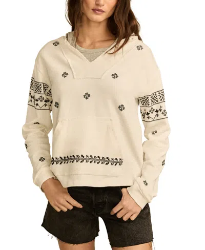 Lucky Brand Women's Cotton Embroidered Baja Hoodie In Cream
