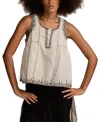 Lucky Brand Women's Cotton Embroidered Henley Racer Tank Top