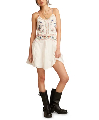 Lucky Brand Women's Cotton Embroidered Strappy Minidress