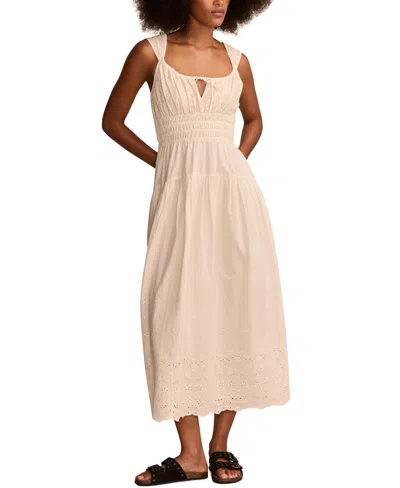 Lucky Brand Eyelet Embroidery A-line Dress In Whisper White