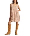 Lucky Brand Women's Cotton Floral V-neck Mini Dress In Brown