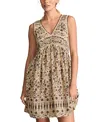 Lucky Brand Women's Cotton Floral V-neck Mini Dress In Neutral