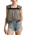 Lucky Brand Women's Cotton Lace-trim Gingham Tank Top