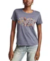 Lucky Brand Floral Embroidered Cotton Graphic T-shirt In Washed Blue