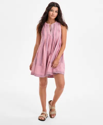 Lucky Brand Women's Cotton Pintuck Button-front Mini Dress