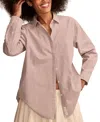 Lucky Brand Stripe Oversize Button Back Cotton Button-up Shirt In Brown Stripe