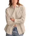 Lucky Brand Stripe Oversize Button Back Cotton Button-up Shirt In Green Stripe