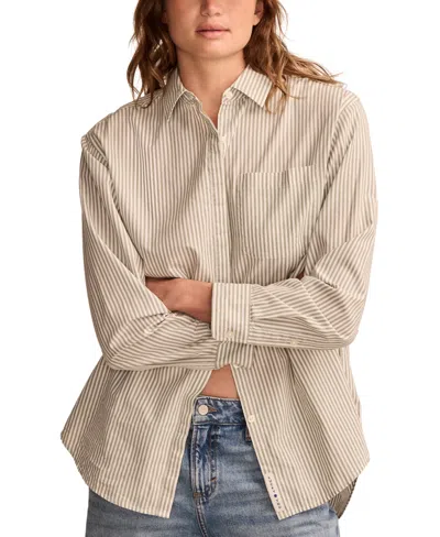 LUCKY BRAND WOMEN'S COTTON POPLIN OVERSIZED BUTTON-BACK SHIRT