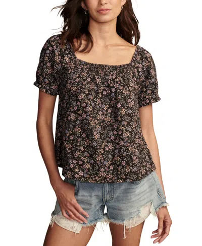 Lucky Brand Women's Cotton Printed Short-sleeve Top In Multi