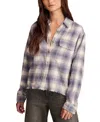 Lucky Brand Raw Edge Plaid Button-up Shirt In Lavender Grey Plaid