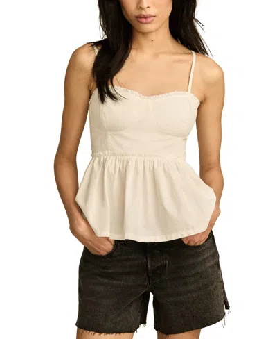 Lucky Brand Women's Cotton Ruched Corset Cami Top In Bright White