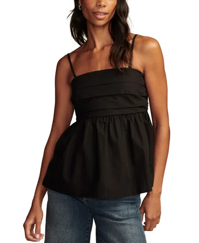 Lucky Brand Women's Cotton Ruched Poplin Tube Top In Meteorite