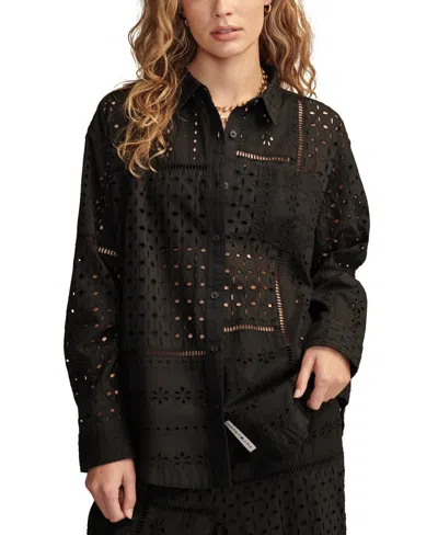 Lucky Brand Prep Cotton Eyelet Button-up Shirt In Meteorite
