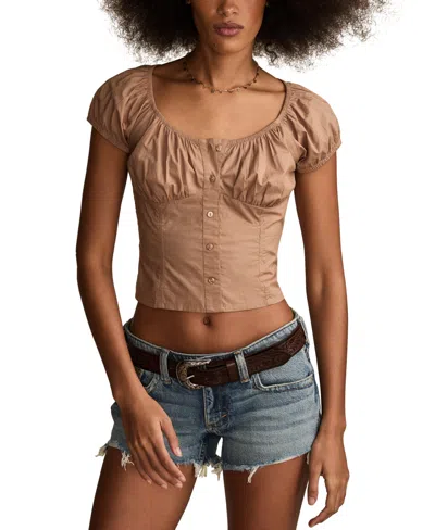 Lucky Brand Women's Cotton Short-sleeve Corset Top In Portabella
