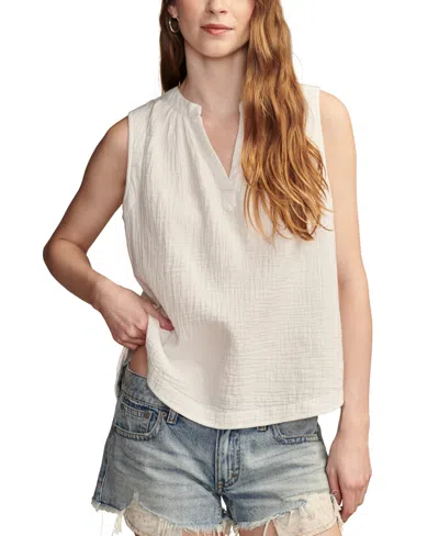Lucky Brand Women's Cotton Sleeveless Popover Shirt In Bright White