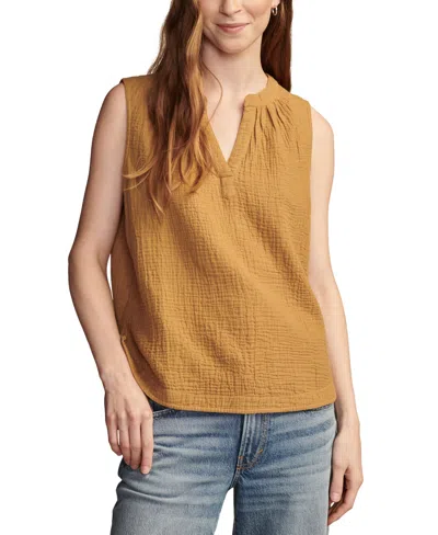 Lucky Brand Women's Cotton Sleeveless Popover Shirt In Dull Gold